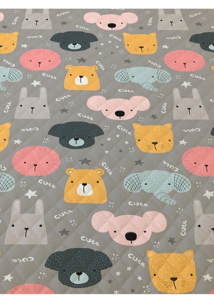 Hayvan Desenli Bebek ve Çocuk Baskılı Tek Kişilik Pike Takımı 160X230 Gri fiyatları