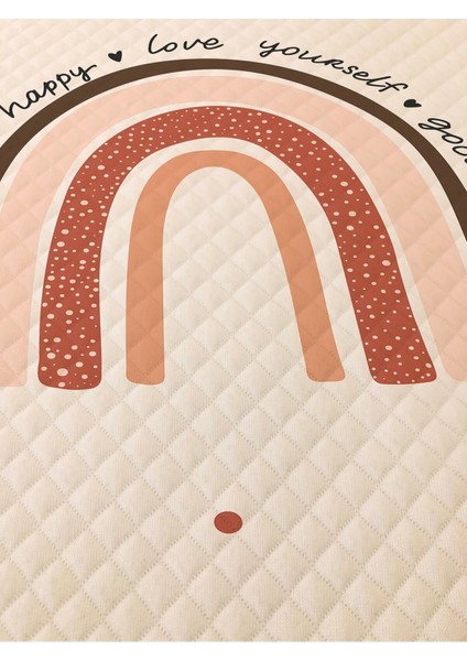 Gökkuşağı Desenli Bebek ve Çocuk Baskılı Tek Kişilik Pike Takımı 160X230 Krem fiyatları