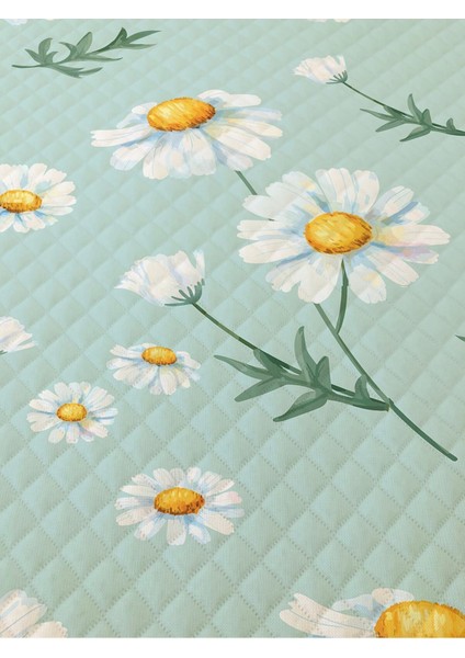 Papatya Desenli Bebek ve Çocuk Baskılı Tek Kişilik Pike Takımı 160X230 Turkuaz