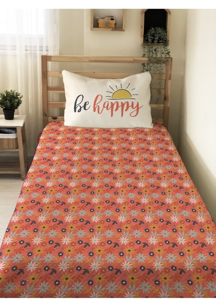 Çiçek Desen Tek Kişilik Çocuk Pike Takımı 160X220 cm