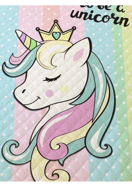 Unicorn Desenli Bebek ve Çocuk Baskılı Tek Kişilik Pike Takımı 160X230 Renkli modelleri