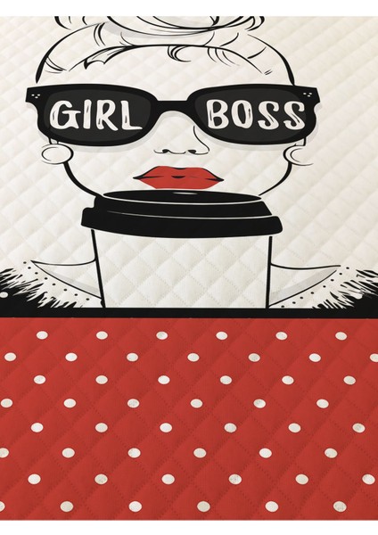 Girl Boss Desenli Genç ve Çocuk Baskılı Tek Kişilik Pike Takımı 160X230 Beyaz