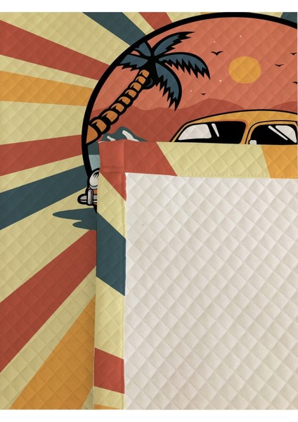 Klasik Araba Desen Tek Kişilik Çocuk Pike Takımı 160X220 cm modelleri