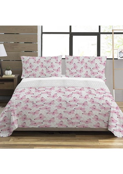 Modern Desenli Baskılı Çift Kişilik Pike Takımı 200X230 cm Renkli