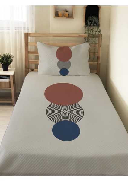 Modern Desenli Genç ve Çocuk Baskılı Tek Kişilik Pike Takımı 160X230 Renkli