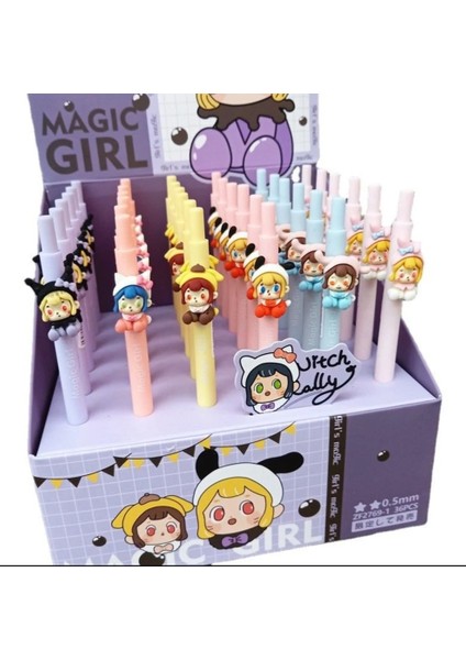 Girl Aralık 2023 Kırtasiye Hediyelik Gift Sihirli Kız Tıklama Magic Dekoratif 1 Adet Jel Kalem Mor fiyatları