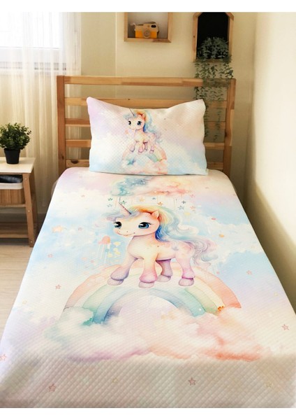 Masal Prensesi Desenli Tek Kişilik Pike Takımı 160X230 cm