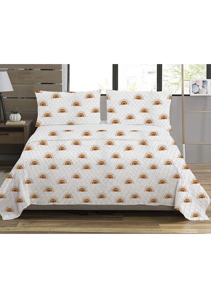 Modern Desenli Baskılı Çift Kişilik Pike Takımı 200X230 cm Renkli