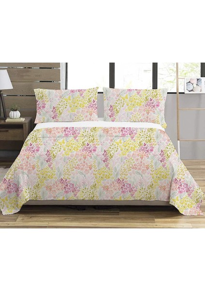 Modern Desenli Baskılı Çift Kişilik Pike Takımı 200X230 cm Renkli