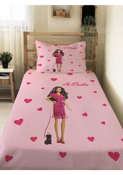 Prenses Kız Desenli Bebek ve Çocuk Baskılı Tek Kişilik Pike Takımı 160X242