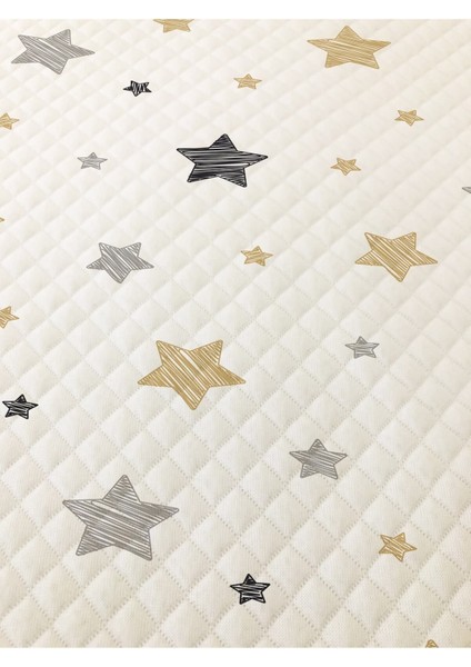 Yıldız Desenli Bebek ve Çocuk Baskılı Tek Kişilik Pike Takımı 160X230 Beyaz