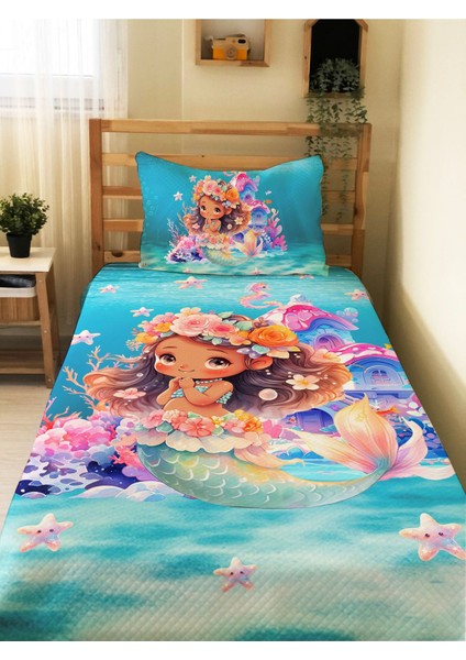 Denizkızı Desenli Tek Kişilik Pike Takımı 160X230 cm