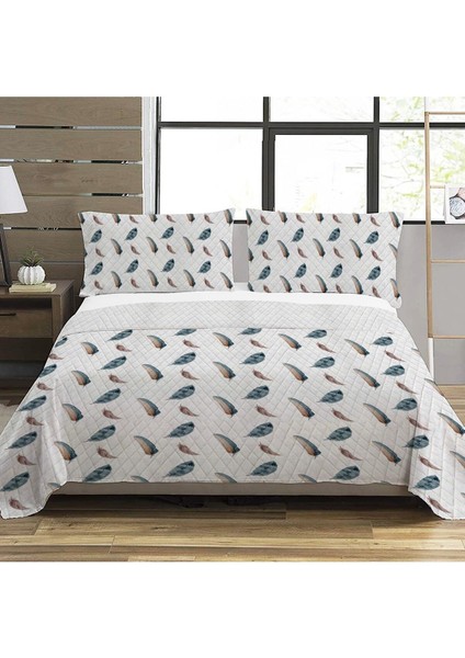 Modern Desenli Baskılı Çift Kişilik Pike Takımı 200X230 cm Renkli