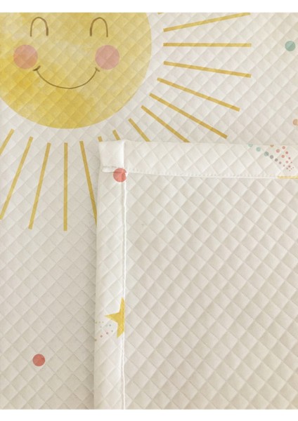 Güneş Desenli Bebek ve Çocuk Baskılı Tek Kişilik Pike Takımı 160X230 Beyaz