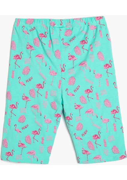 Kısa Tayt Flamingo Baskılı Beli Lastikli Pamuklu fiyatları