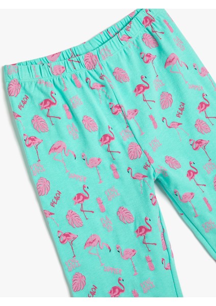Kısa Tayt Flamingo Baskılı Beli Lastikli Pamuklu modelleri