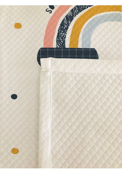 Gökkuşağı Desenli Tek Kişilik Pike Takımı 160X230 Beyaz
