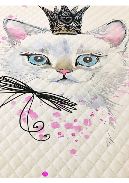 Kedi Desenli Tek Kişilik Pike Takımı 160X230 Beyaz fiyatları