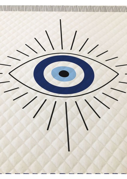 Göz Desenli Genç ve Çocuk Baskılı Tek Kişilik Pike Takımı 160X230 Beyaz