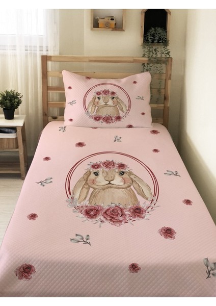 Tavşan Desen Tek Kişilik Çocuk Pike Takımı 160X220 cm