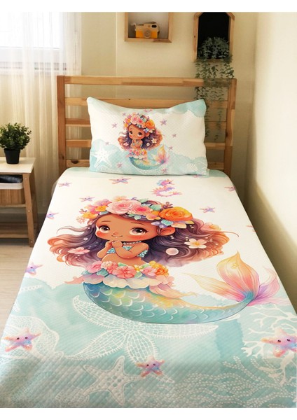 Denizkızı Desenli Tek Kişilik Pike Takımı 160X230 cm