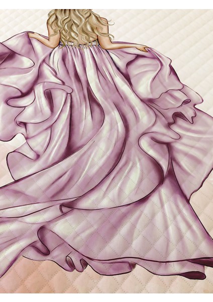 Prenses Kadın Desenli Genç ve Çocuk Baskılı Tek Kişilik Pike Takımı 160X230 Beyaz fiyatları