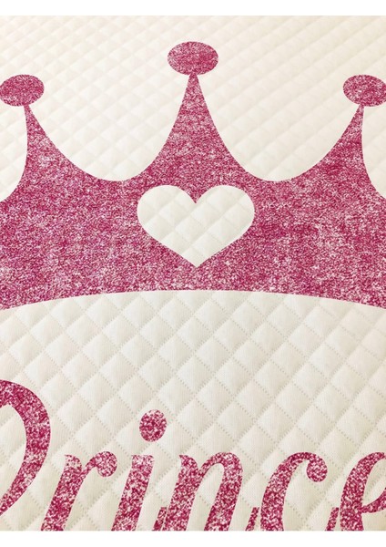 Prenses Tacı Desenli Bebek ve Çocuk Baskılı Tek Kişilik Pike Takımı 160X230 Beyaz