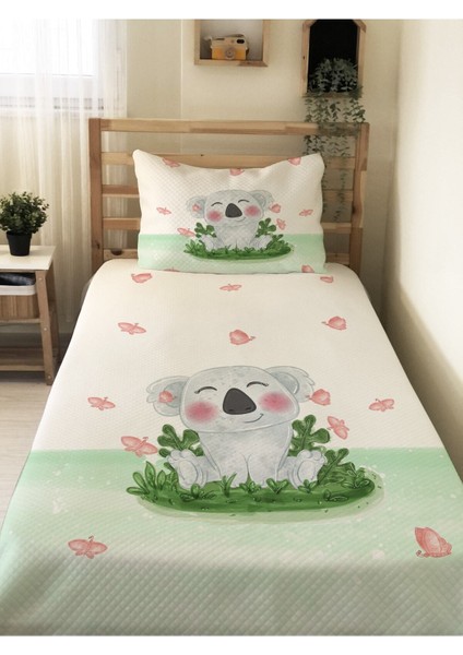 Panda Desen Tek Kişilik Çocuk Pike Takımı 160X220 cm