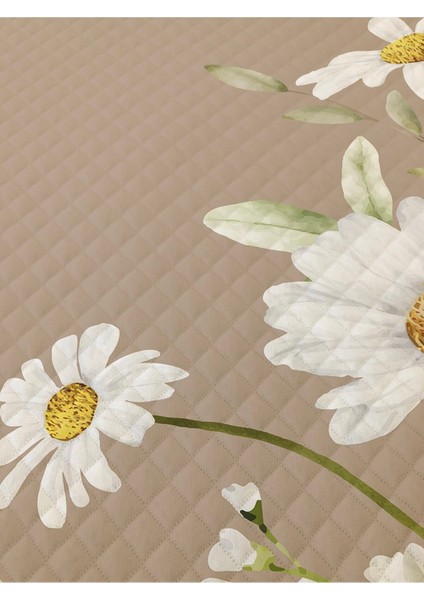Papatya Desenli Bebek ve Çocuk Baskılı Tek Kişilik Pike Takımı 160X230 Kahverengi