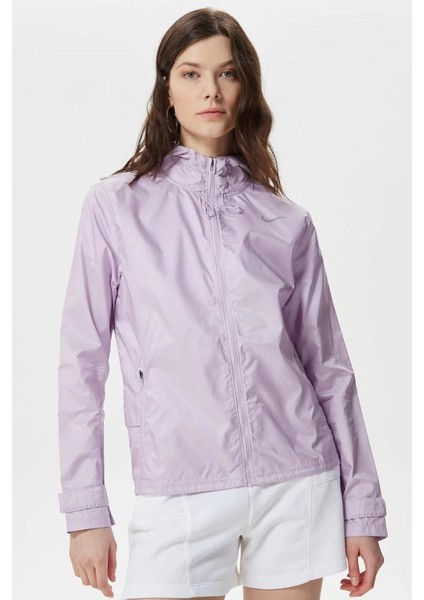 Essential Running Full Zip Jacket Kapüşonlu Bol Cepli Kadın Koşu Ceketi Mor fiyatları