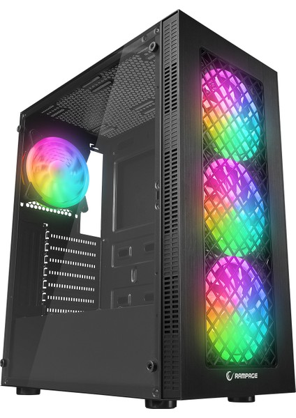 Plaıd V1 Mesh Temperli Camlı 4X12CM Auto Rgb Fan Atx Mid-T Gaming Oyuncu Kasası