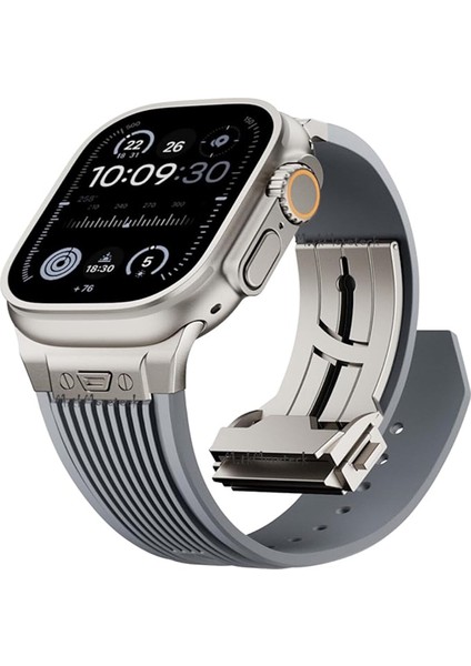 Apple Watch Seri 2 3 4 5 6 7 8 9 Se Ultra Uyumlu 42 44 45 49MM Metal Silikon Spor Kordon Paslanmaz