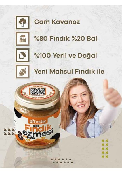 Doğal Ballı Fındık Ezmesi Katkısız Atıştırmalık Kahvaltılık Sürülebilir 250gr Cam Kavanoz