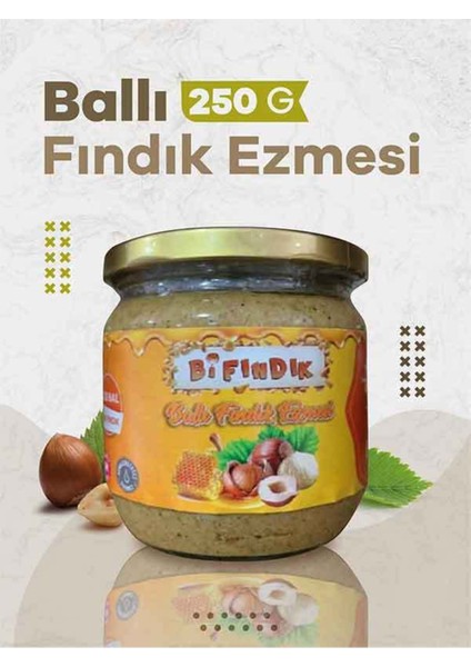 Doğal Ballı Fındık Ezmesi Katkısız Atıştırmalık Kahvaltılık Sürülebilir 250gr Cam Kavanoz
