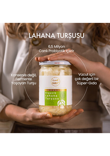 Fermente Mutfağım Organik Probiyotik Lahana Turşusu Lakto Fermente Sauerkraut 600 gr