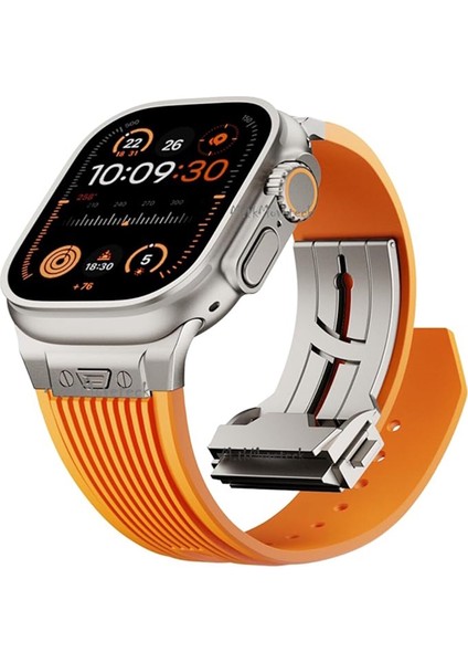 Apple Watch Seri 2 3 4 5 6 7 8 9 Se Ultra Uyumlu 42 44 45 49MM Metal Silikon Spor Kordon Paslanmaz