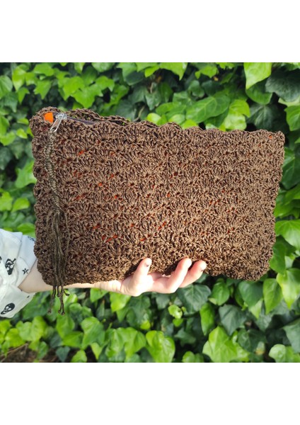 Hasır, Kağıt Ip El Örgüsü Çanta, Clutch, Portvöy, El Çantası, Siyah Renk