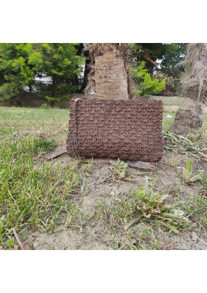Hasır, Kağıt Ip El Örgüsü Çanta, Clutch, Portvöy, El Çantası, Siyah Renk