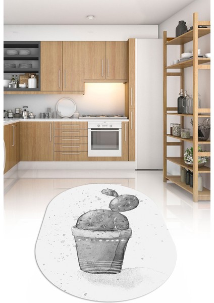 Dijital Baskılı Kaymaz Yıkanabilir Renkli Modern Oval Mutfak Halısı, N-O-Mutfak-20-Gri, fırsatları