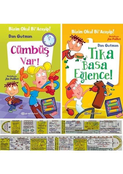 Bizim Okul Bi Acayip Cümbüş Var - Bizim Okul Bi Acayip Tıka Basa Eğlence - Dan Gutman 2'li Set - Matematik Öğreten Ayraç