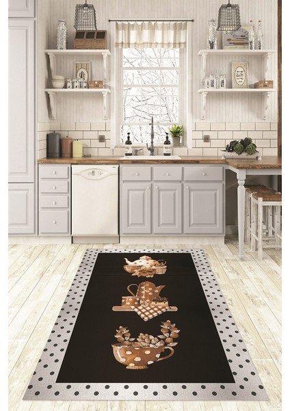 Dijital Baskılı Kaymaz Taban Yıkanabilir Renkli Modern Mutfak Halısı, N-Mutfak-01-Kahve, fiyatları