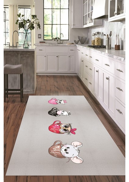 Dijital Baskılı Kaymaz Taban Yıkanabilir Renkli Modern Mutfak Halısı, N-Mutfak-07-Gri, fırsatları