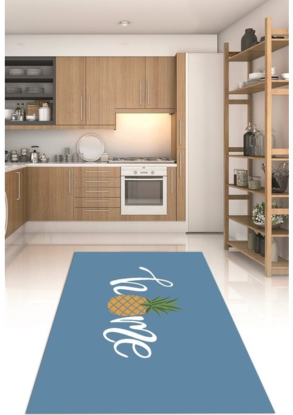 Dijital Baskılı Kaymaz Taban Yıkanabilir Home Yazılı Mutfak Halısı, N-Mutfak-31-Mavi, fiyatları