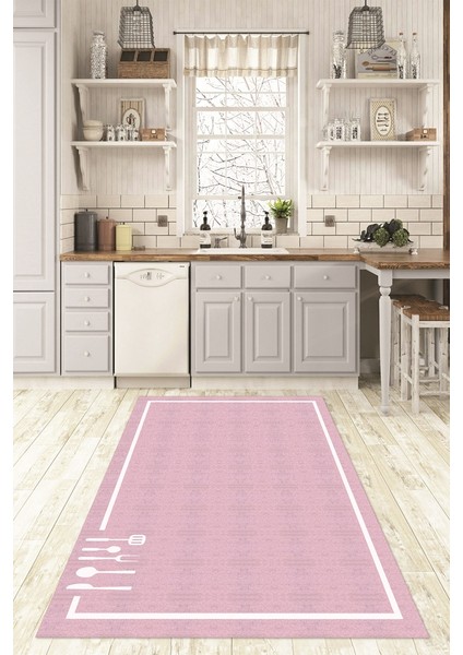 Dijital Baskılı Kaymaz Taban Yıkanabilir Renkli Modern Mutfak Halısı, N-Mutfak-06-Pembe, fiyatları