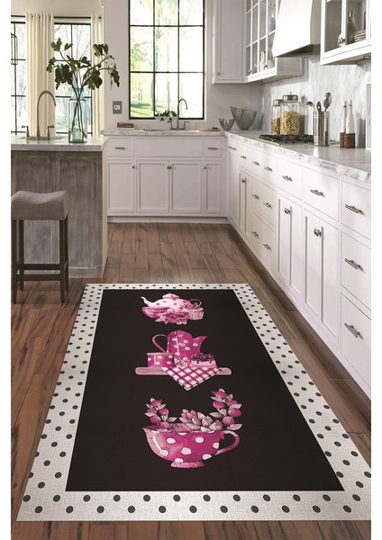 Dijital Baskılı Kaymaz Taban Yıkanabilir Renkli Modern Mutfak Halısı, N-Mutfak-01-Pembe, indirimleri