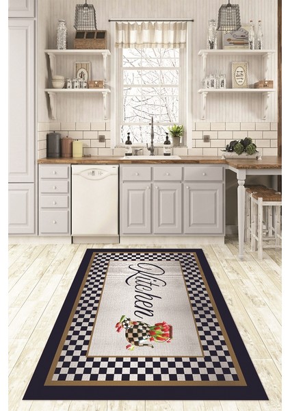 Dijital Baskılı Kaymaz Taban Yıkanabilir Kitchen Yazılı Mutfak Halısı, N-Mutfak-48-Lacivert, modelleri