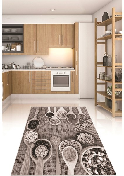 3D Dijital Baskılı Kaymaz Taban Yıkanabilir Renkli Modern Mutfak Halısı, N-Mutfak-29-Vizon, modelleri