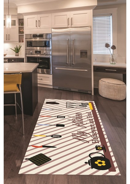 Dijital Baskılı Kaymaz Taban Yıkanabilir Renkli Modern Mutfak Halısı, N-Mutfak-32-Renkli, modelleri