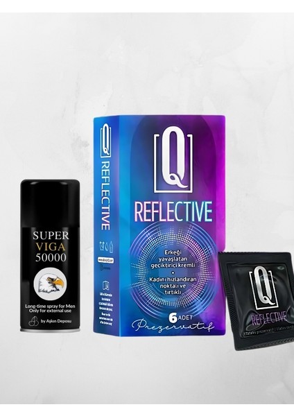Q Reflecti6'lı Kremli Tırtıklı Prezervatif + Sprey