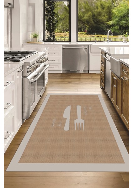 Dijital Baskılı Kaymaz Taban Yıkanabilir Kitchen Yazılı Mutfak Halısı, N-Mutfak-09-Gri, fiyatları